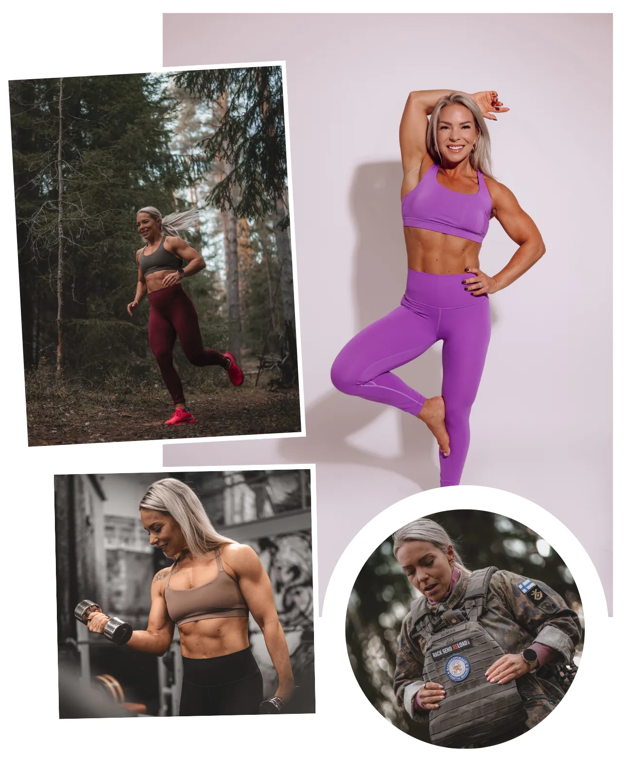 Jessica Reiman, Koodi 2.0 rasvanpolttovalmennuksen valmentaja, treenaamassa salilla ja ulkona